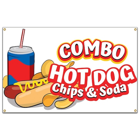 Hot Dogs Chips And Soda Combo Banner Concession Stand Food Truck Single Sided